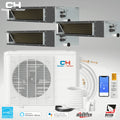28000 BTU 230V Slim Ducted Tri 3 Zone Mini Split Heat Pump Air Conditioner H50735
