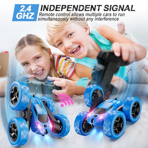 4WD Double Sided 360° Rotating Remote Control Stunt Car Green M5365