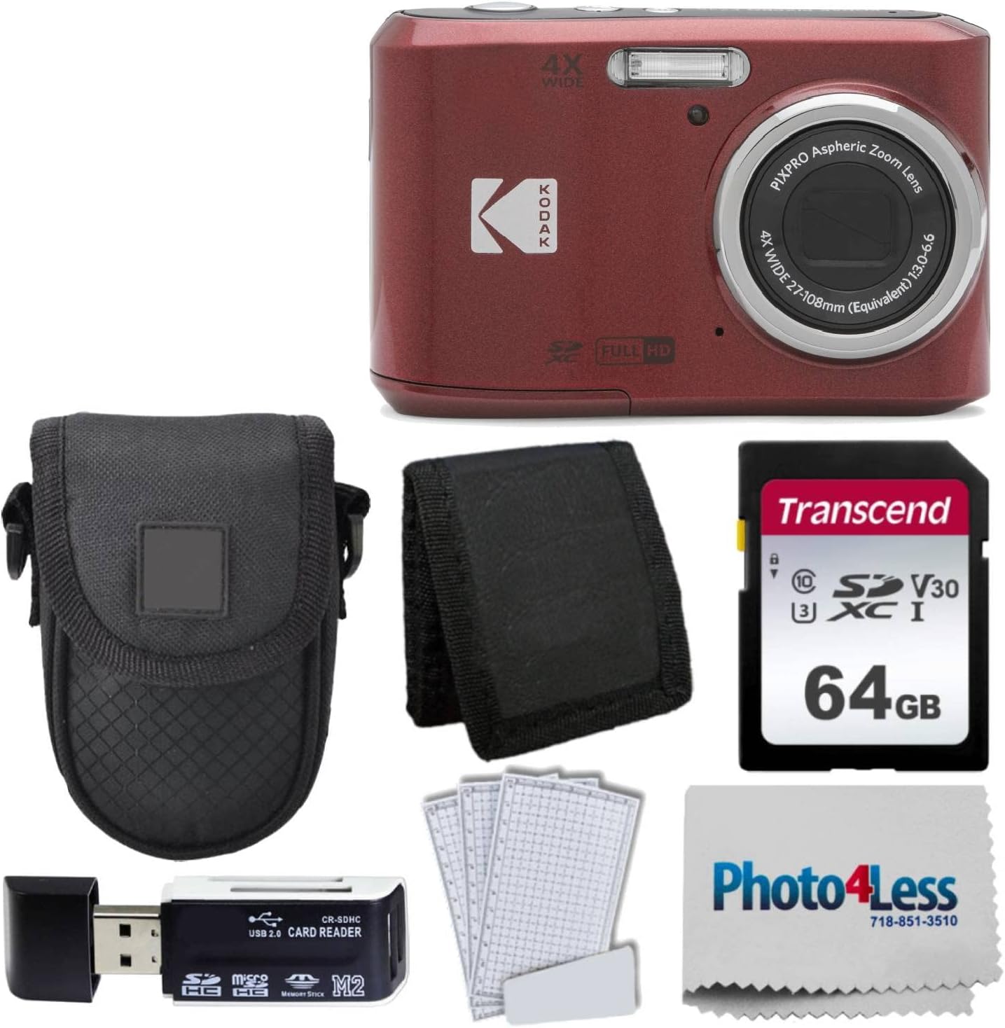 Red Digital Camera with 64GB SD Memory Card N71324