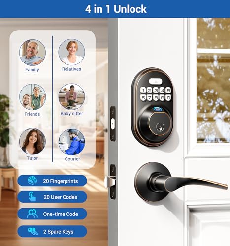 Oil Rubbed Bronze Keyless Entry Door Lock with 2 Lever Handles S133192