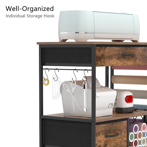 Rustic Brown Storage Cart with Drawers Y69636