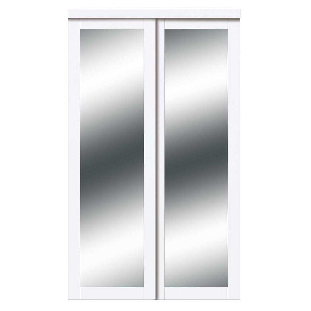 80 in. White Mirror Sliding Closet Door G48161