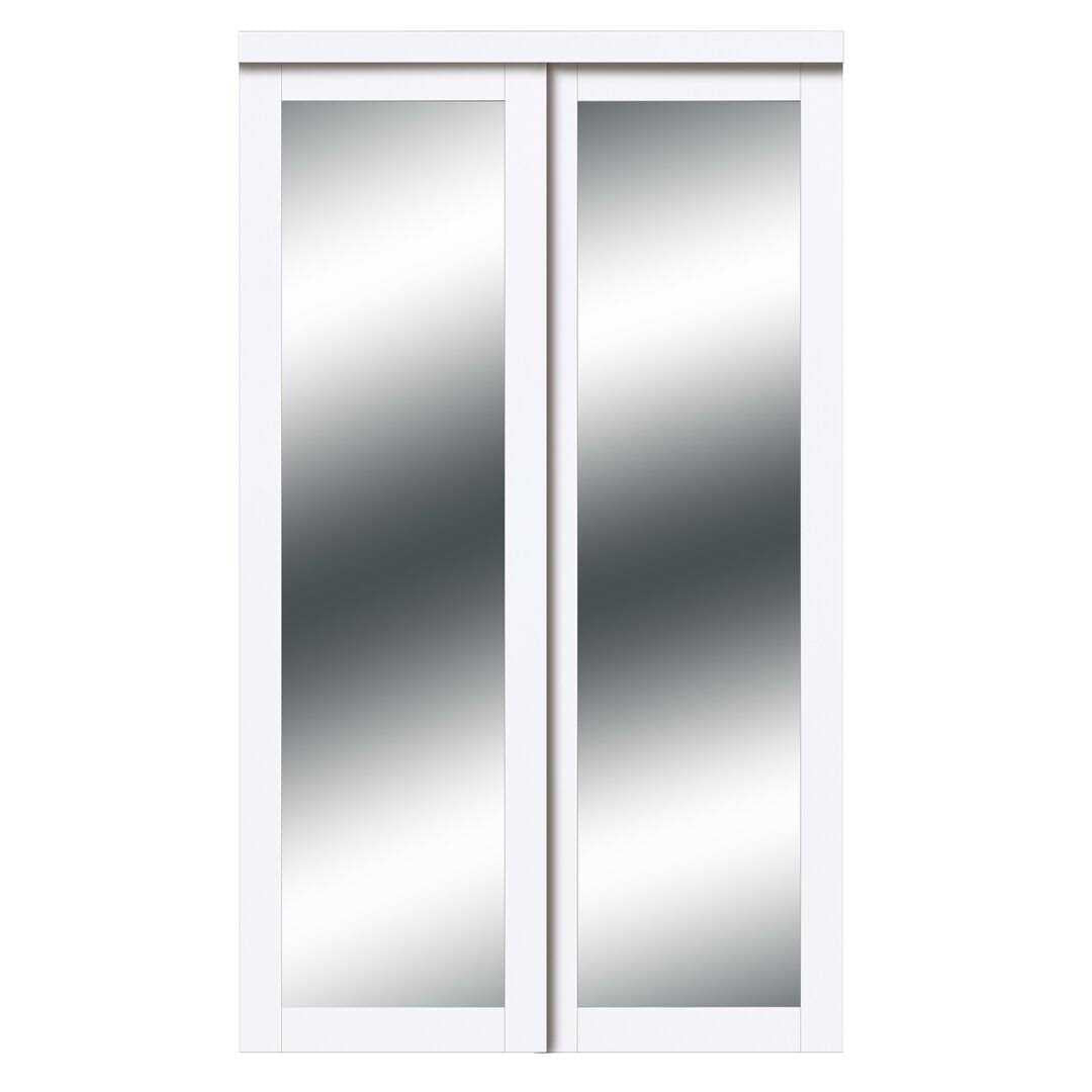 80 in. White Mirror Sliding Closet Door G48161