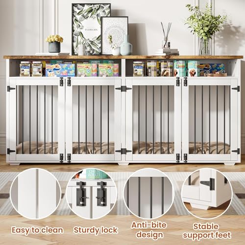 White Wooden Dog Crate with 2 Doors I437