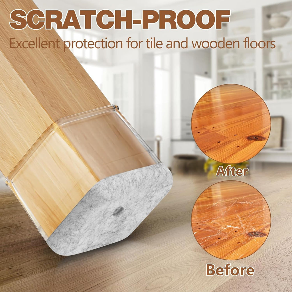 Square Chair Leg Floor Protectors, Felt Furniture Pads, Silicone Chair Leg Caps Covers A758883