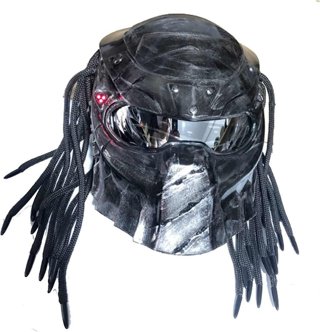 Motorcycle Full Face Helmet Carbon Fiber with LED Light DOT Approved U47891