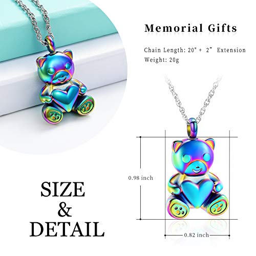 Teddy Bear Cremation Urn Necklace Ashes Jewelry Heart Memorial Urn Keepsake Locket Pendant Ash Holder Z8483
