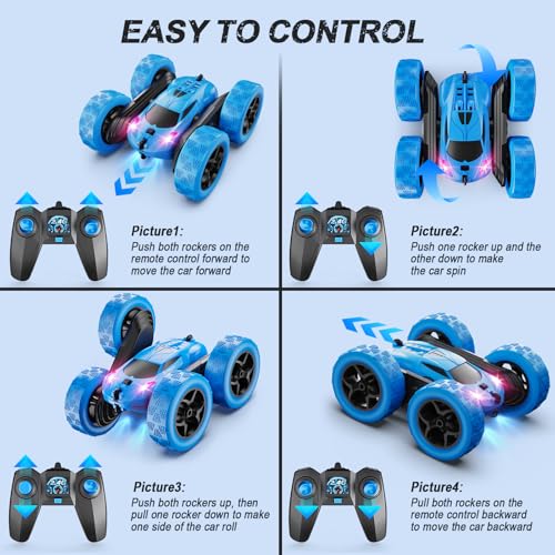 4WD Double Sided 360° Rotating Remote Control Stunt Car Green M5365