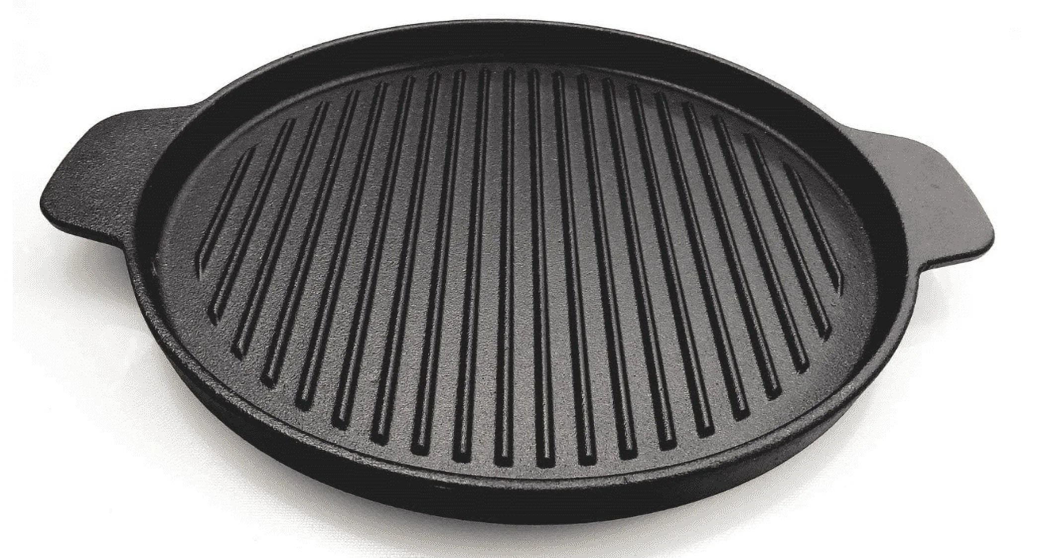 9.25 Inch Cast Iron Grill Pan with Rubber Wood Underliner I362