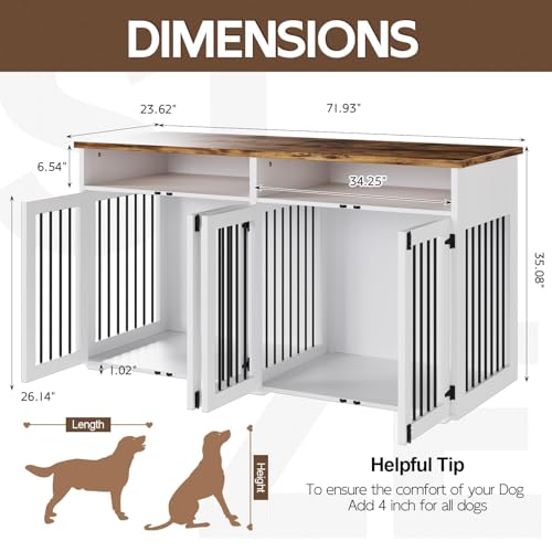 White Wooden Dog Crate with 2 Doors I437