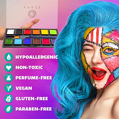 12 x 10 gm Water Activated Non Toxic Face Paint Palette S712488