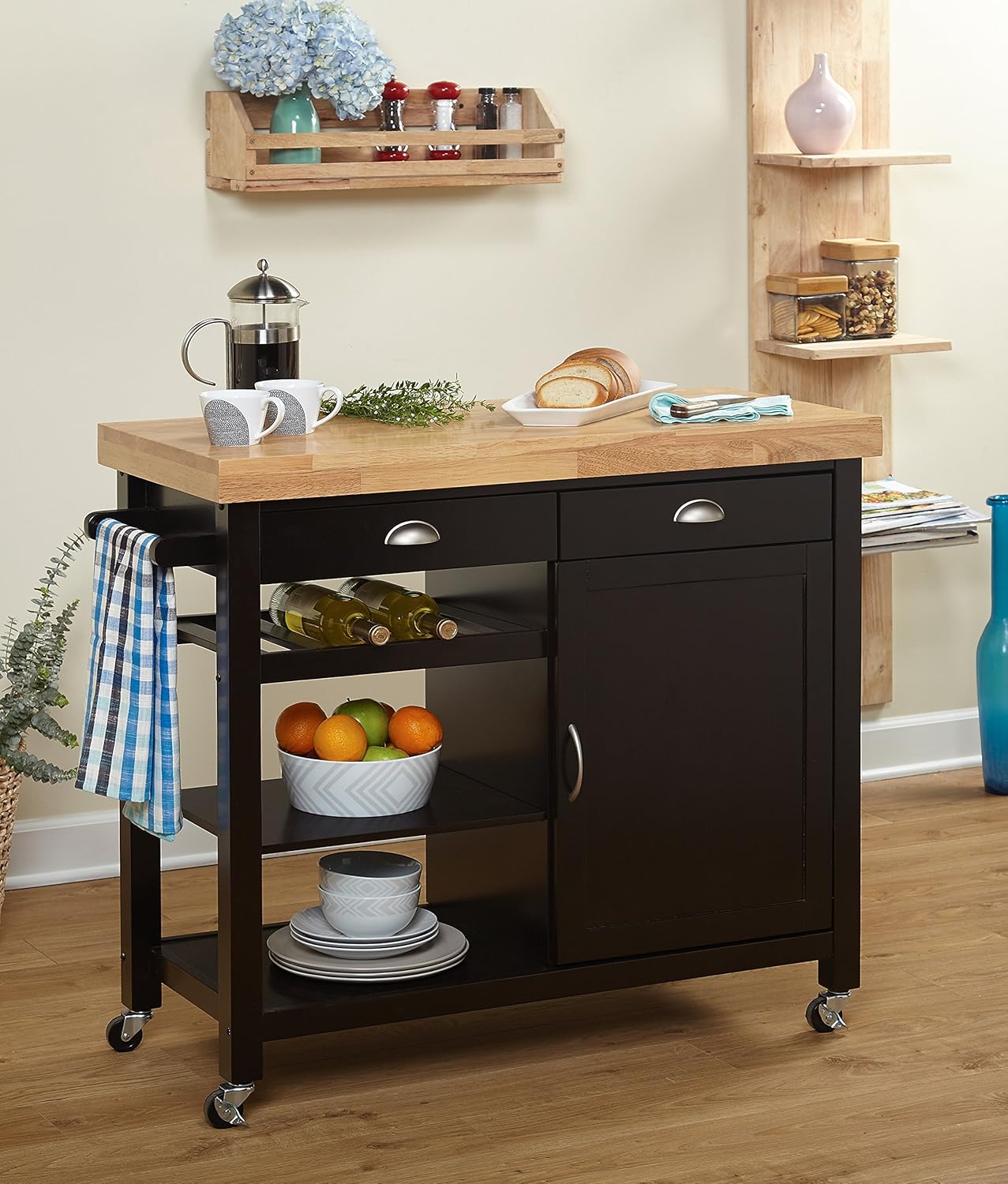 Wenge/Natural Storage Kitchen Cart D617234