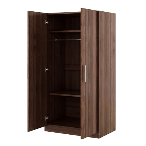 Black 4-Door Wooden Wardrobe Closet with 2 Drawers Y809