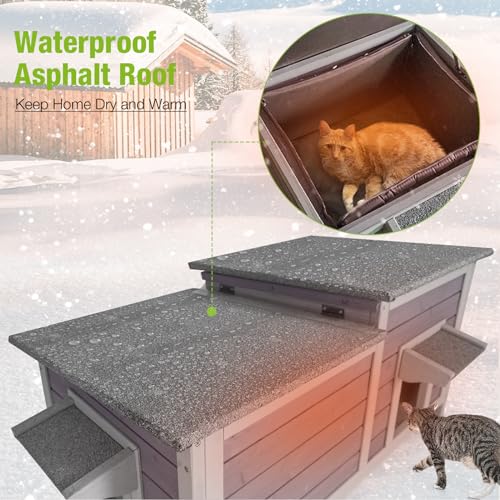Large Weatherproof Insulated Outdoor Cat House with Liner V206