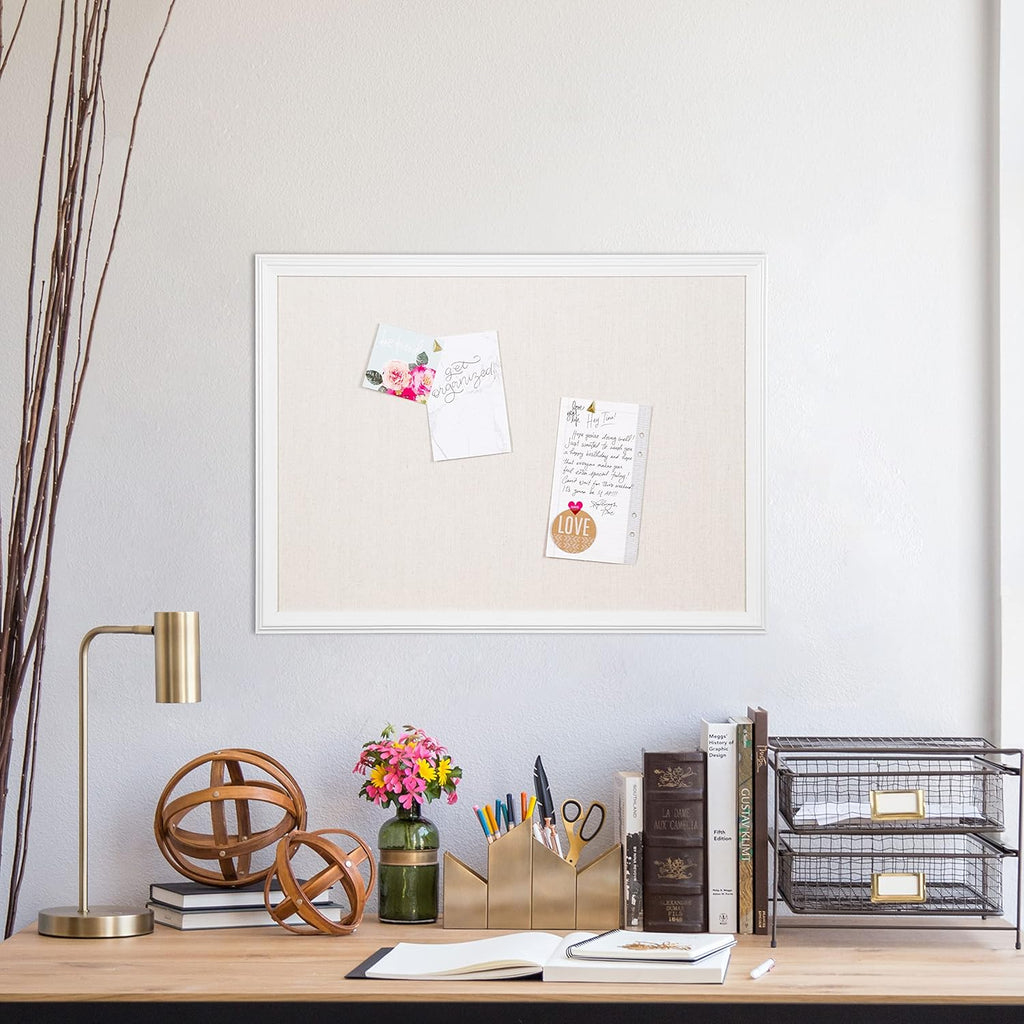 23"x17" White Wood Style Frame Bulletin Board E48112