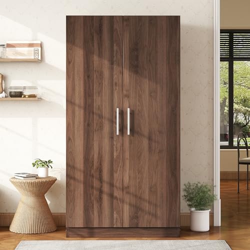 Black 4-Door Wooden Wardrobe Closet with 2 Drawers Y809