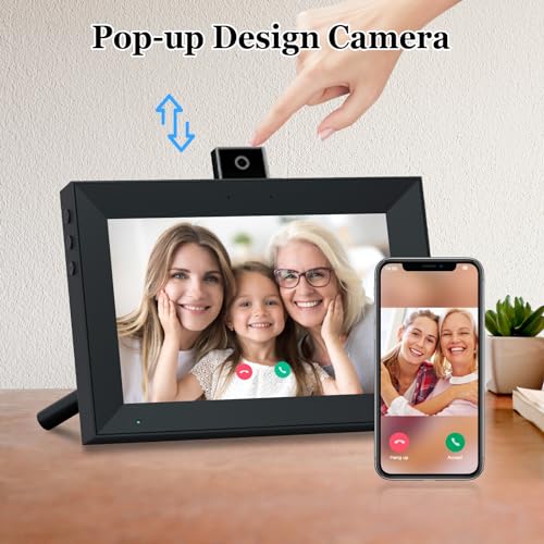 10.1 Inch WiFi IPS HD Touchscreen Digital Picture Frame with Black Wood Frame M947