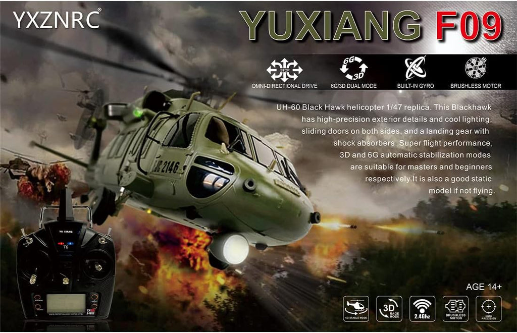 2.4G 6CH Brushless Direct Drive Remote Control Military Helicopter H393705