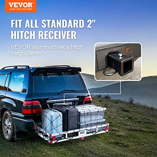 50 x 29.5 x 8.7 inch 500lbs Capacity Aluminum Hitch Cargo Carrier with Folding Ramp W2269