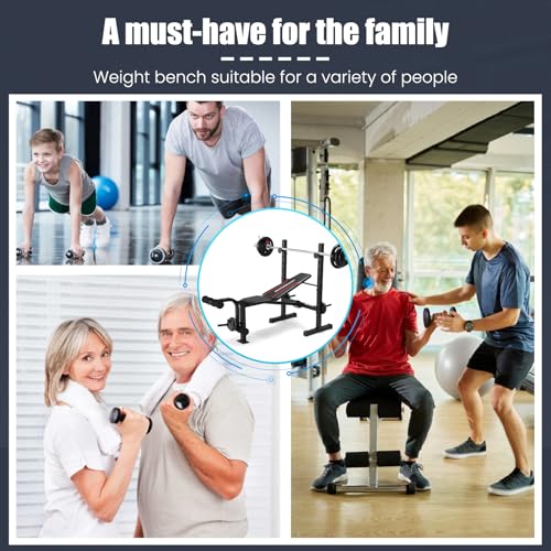 8 in 1 Adjustable Weight Bench with Squat Rack Leg Extension & Leg Curl Foldable Workout Bench P2628