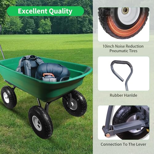600 Lbs Poly Garden Dump Cart with 10" No-Flat Tires L90405