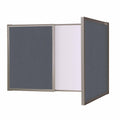 Gray Whiteboard Cabinet with Fabric Bulletin Board Doors Y872