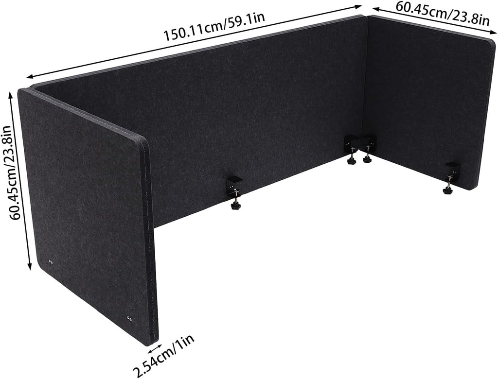 Dark Gray Acoustic Desk Privacy Panel, 59"L x 24"W V38311