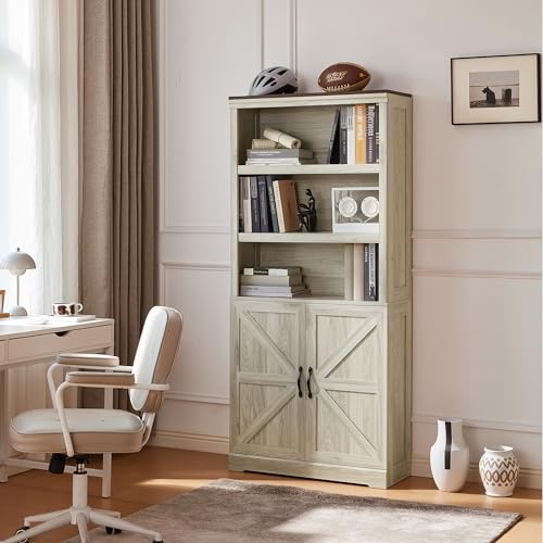Black 5-Shelf Bookcase with Doors Z22613