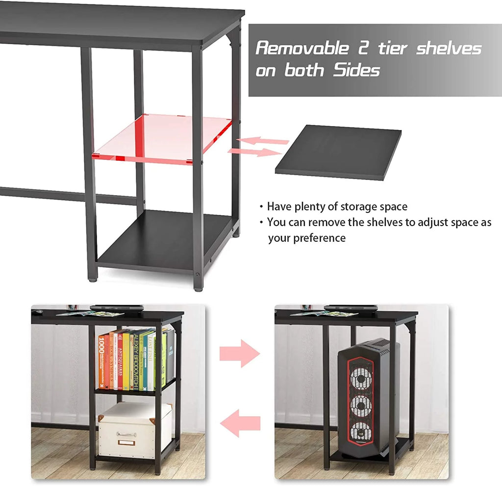 L-Shaped Corner Desk with Shelves H98400