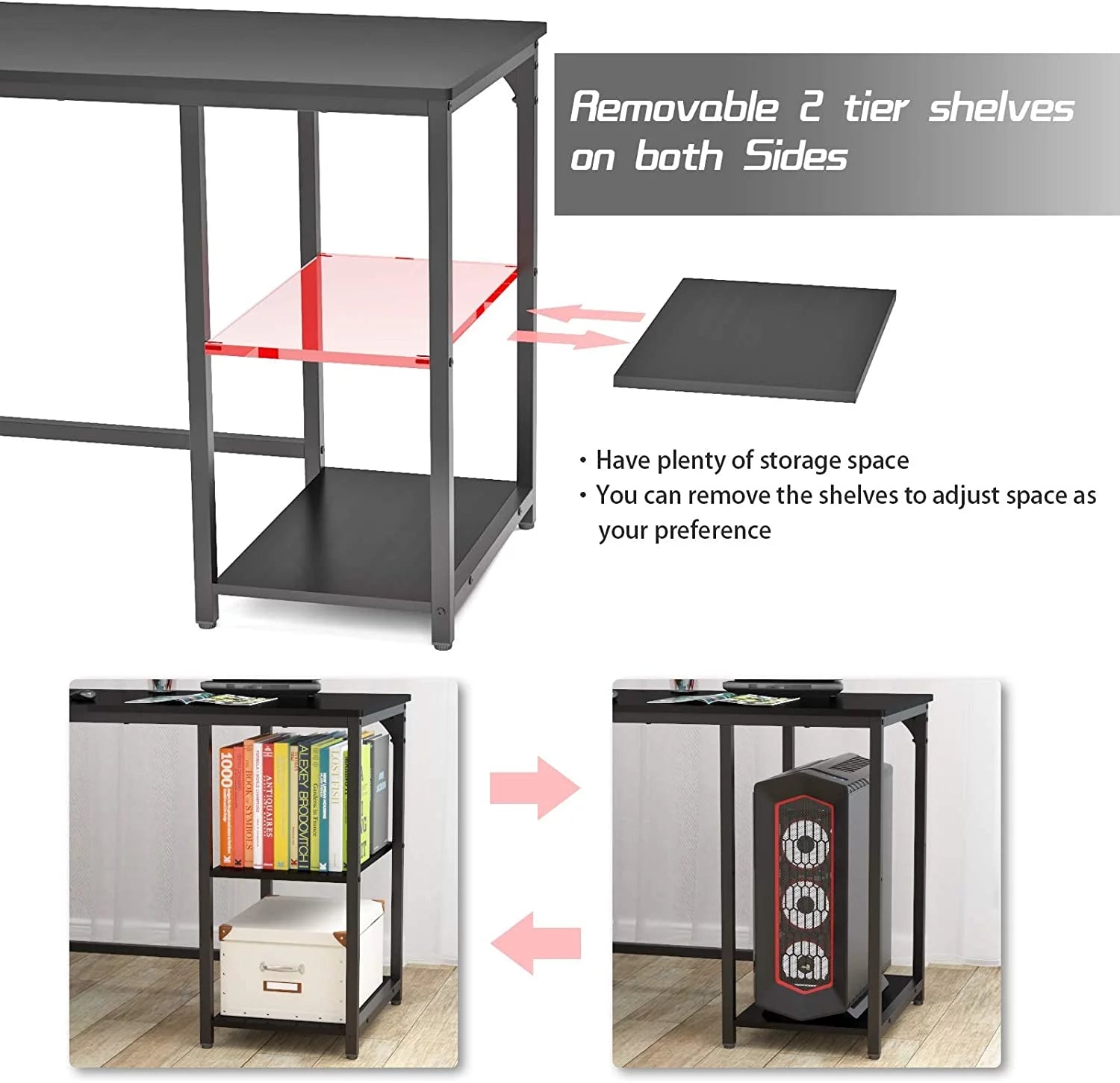 L-Shaped Corner Desk with Shelves H98400