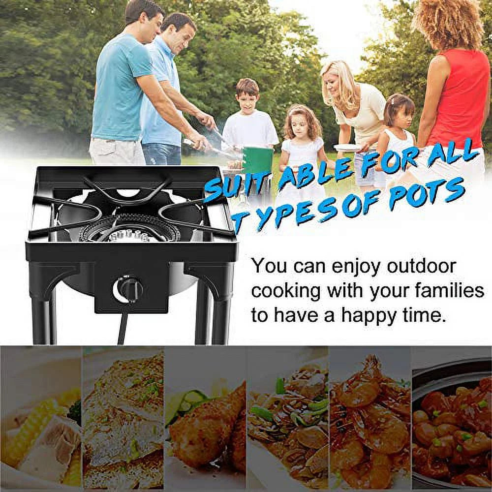 Portable Propane Stove, Single Burner with Gas Hose, Detachable Legs J517334
