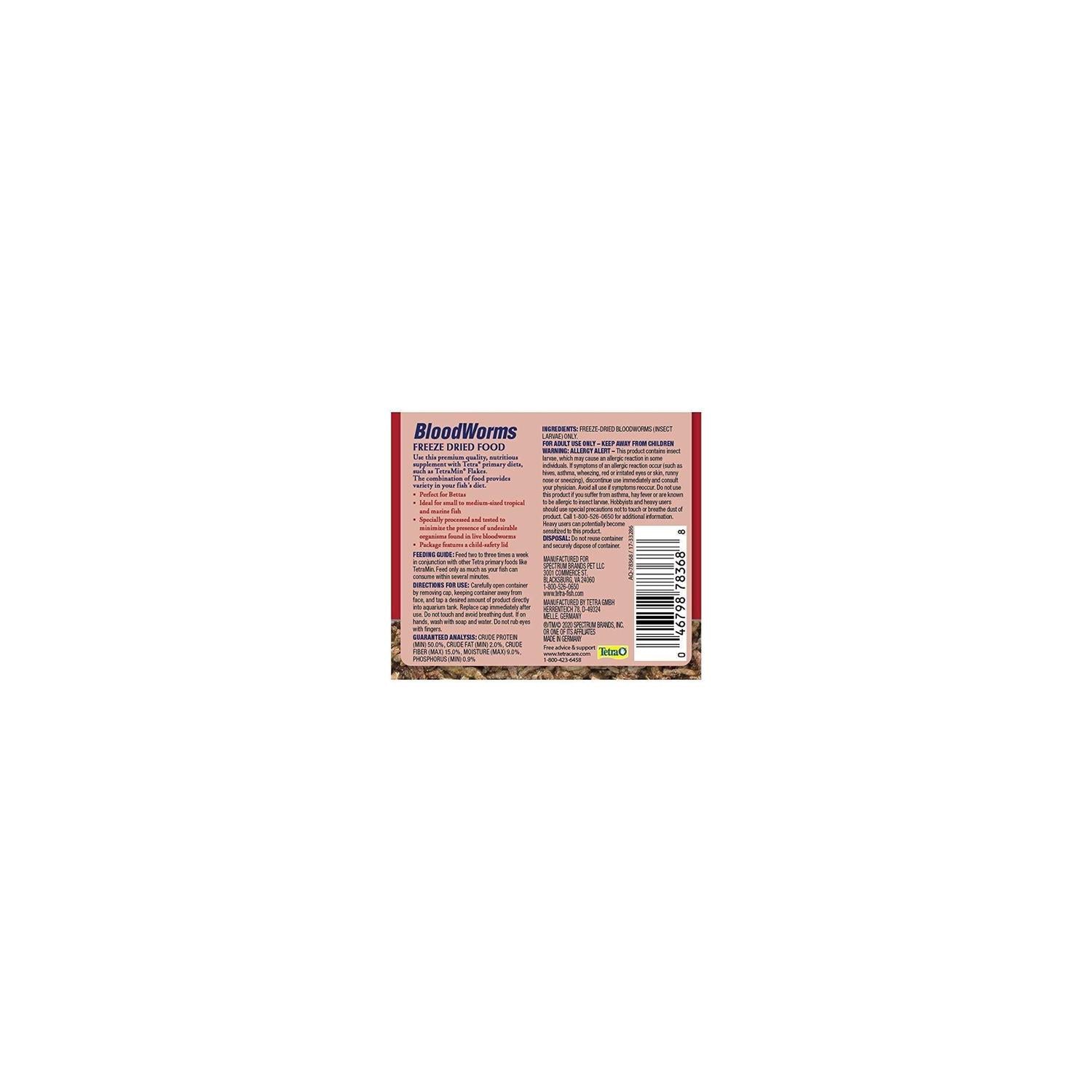 Freeze Dried Bloodworms Fish Food X664858