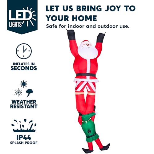 8 FT Hanging Christmas Inflatable Reindeer and Climbing Santa with Build-in LED B19044