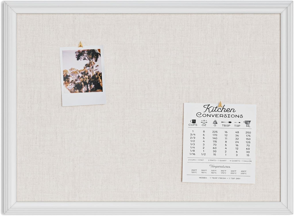 23"x17" White Wood Style Frame Bulletin Board E48112