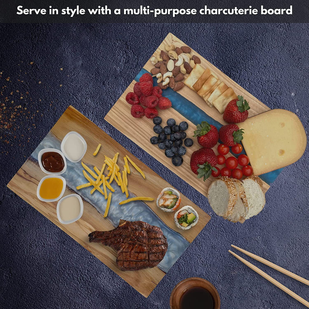 Olive Wood Cheese Board with Resin River V9501