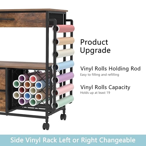 Rustic Brown Storage Cart with Drawers Y69636