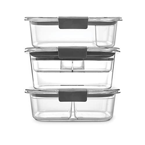Set of 3 Airtight Food Storage Containers with Removable Trays, Large 9.6 Cup B504163