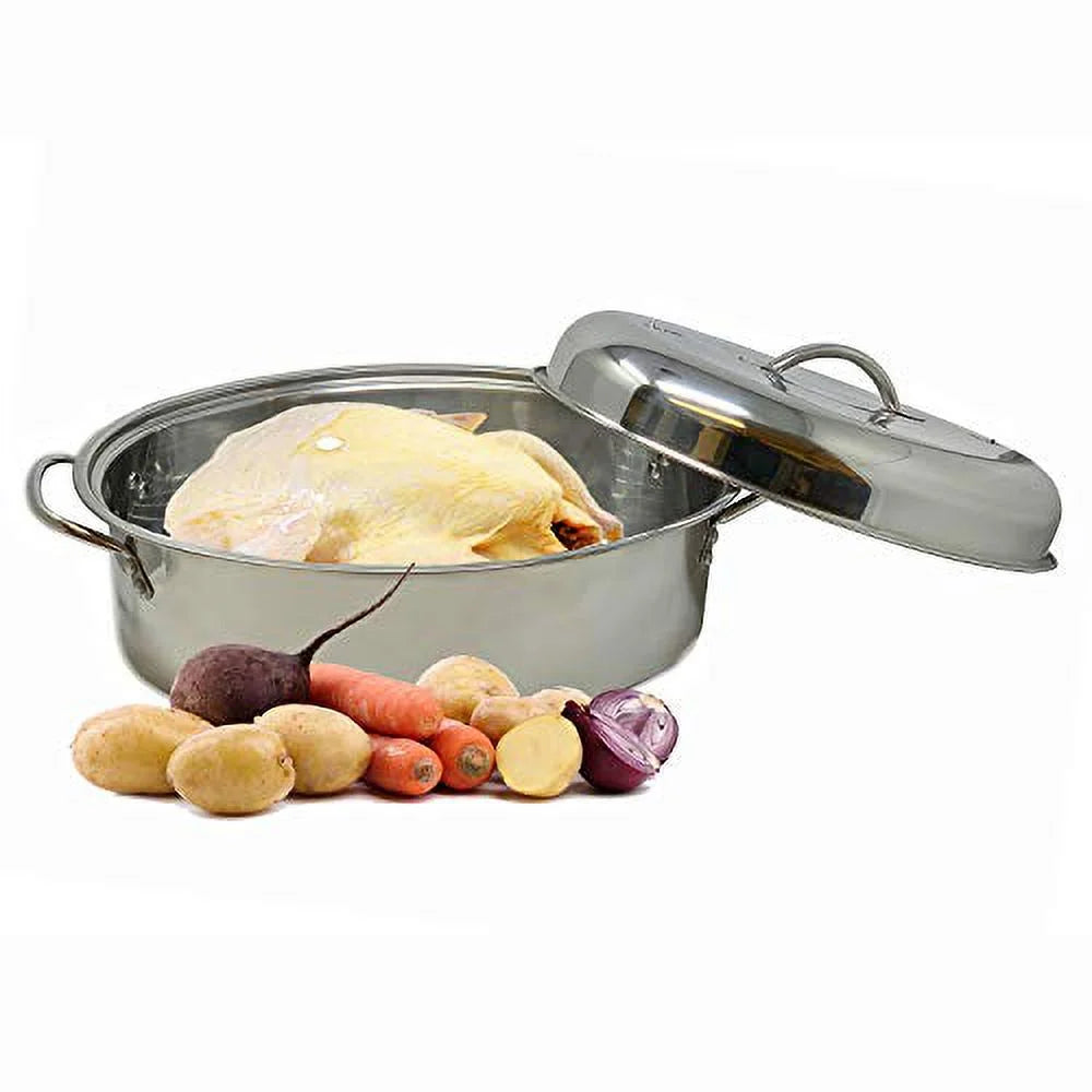 Stainless Steel Turkey Roaster Pan With Lid & Wire Rack B632108
