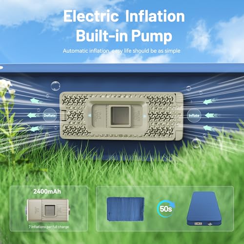 Self Inflating 4" Memory Foam Camping Pad with Built-in Electric Pump V59298