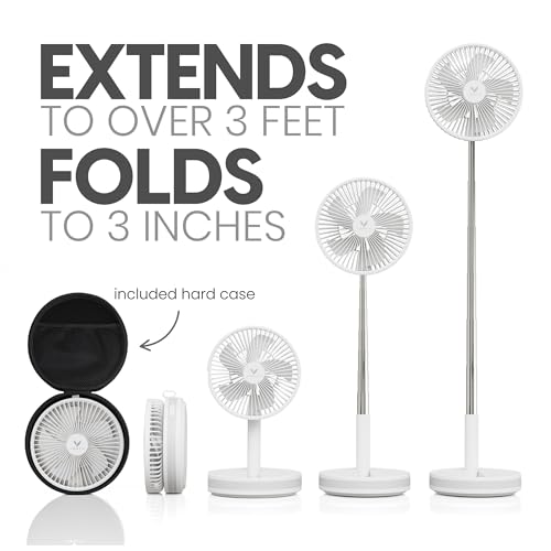 Portable Battery Operated Fan with LED Lighting and Remote Control (Black with Case) D553