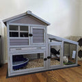 Rabbit Hutch with Ventilation Door Wooden Bunny Cage with No Leakage Tray Q2109