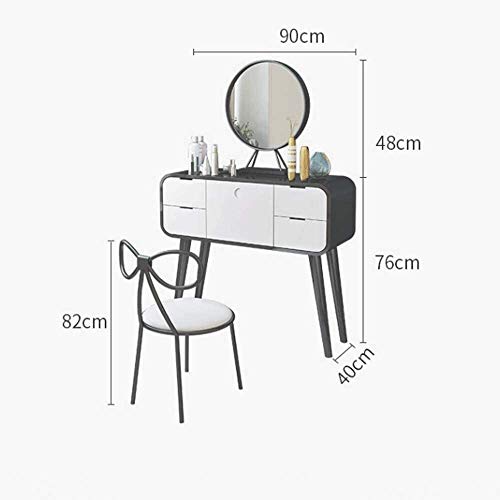 White Stainless Steel Dressing Vanity Table with Mirror Stool B501