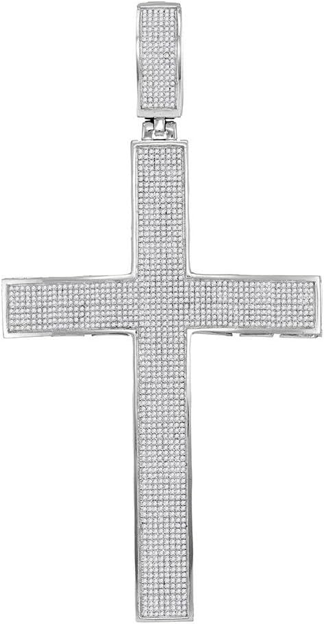 10k White Gold Diamond Cross Charm Pendant J282546