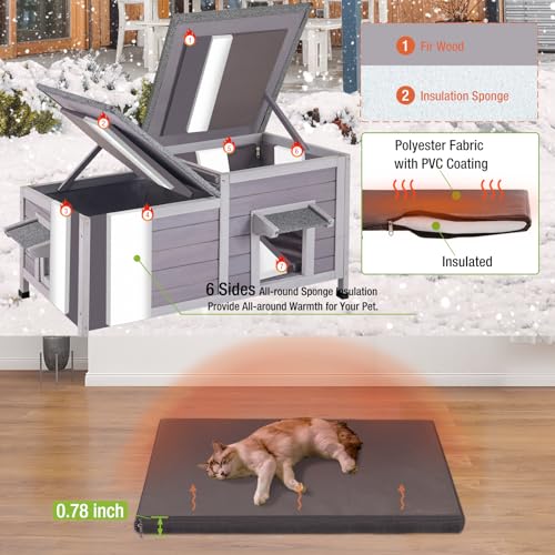 Large Weatherproof Insulated Outdoor Cat House with Liner V206