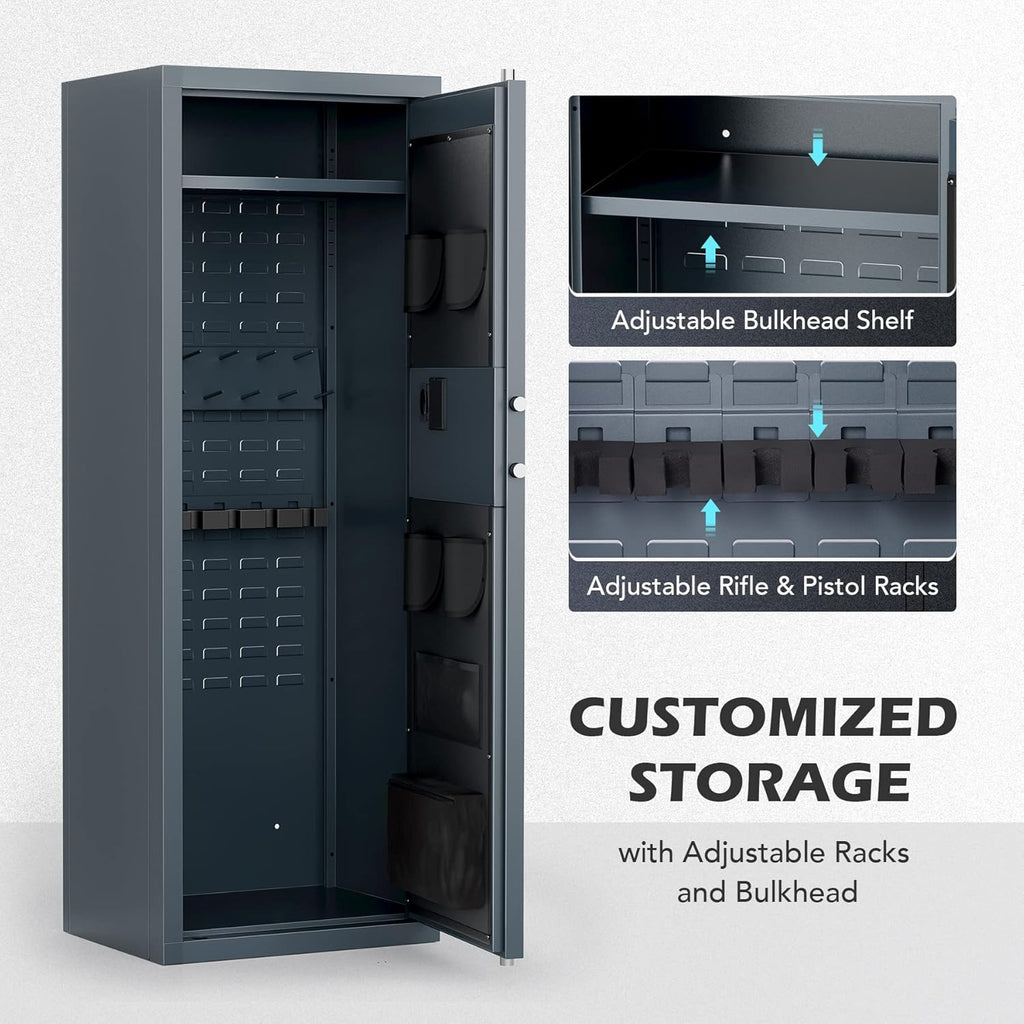 Large Gun Safe with Biometric Fingerprint Keypad Locks, 56*20*15 In W8284