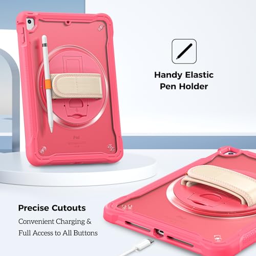 Rugged Case for iPad 9.7 Inch 5th 6th Gen/iPad Air 2 / iPad Pro 9.7, Heavy Duty Shockproof Cover with Hand Strap 360 Degree Rotatable Kickstand - Black R34214