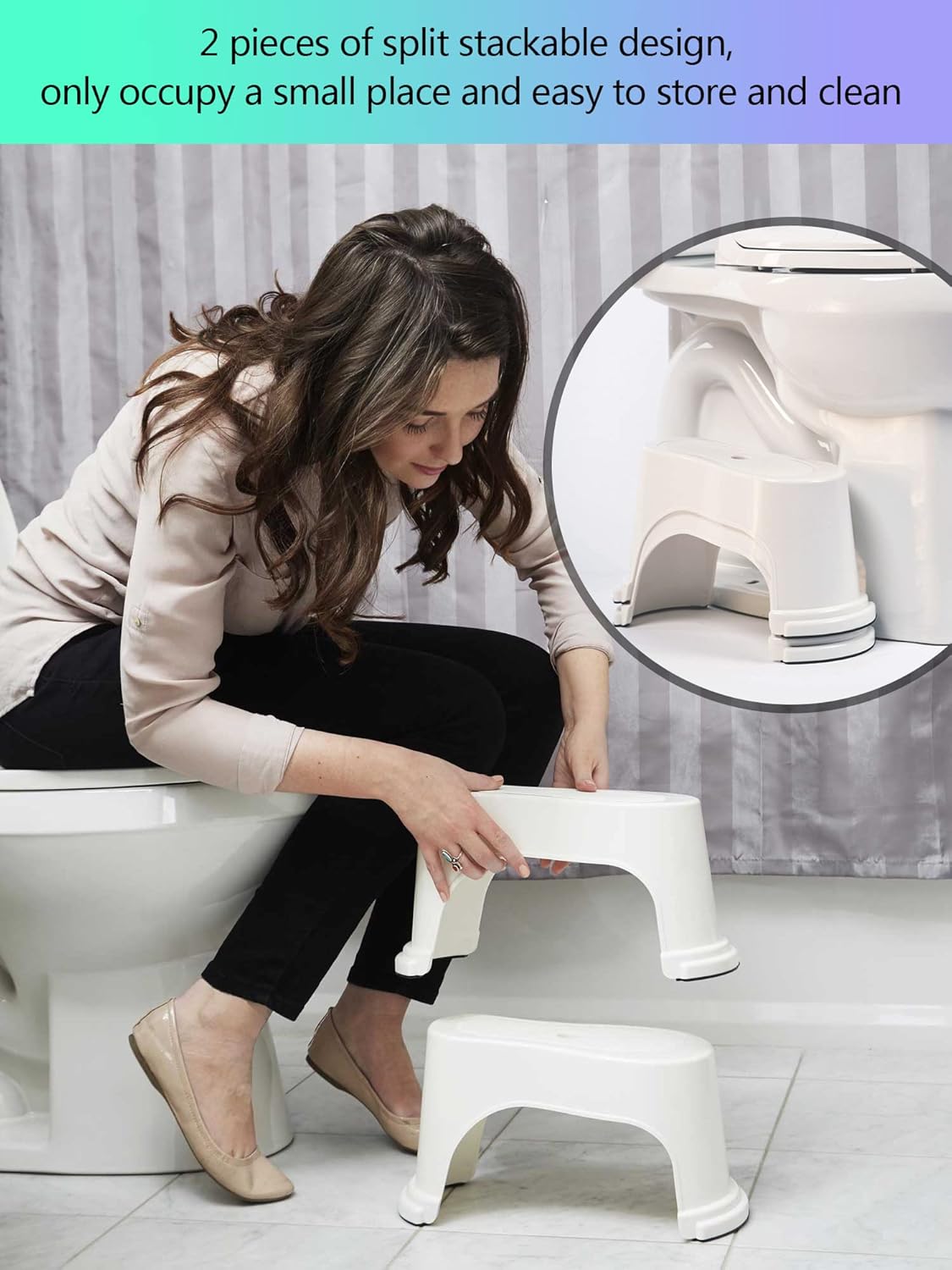 White 2 Pairs Plastic Toilet Stool C6829