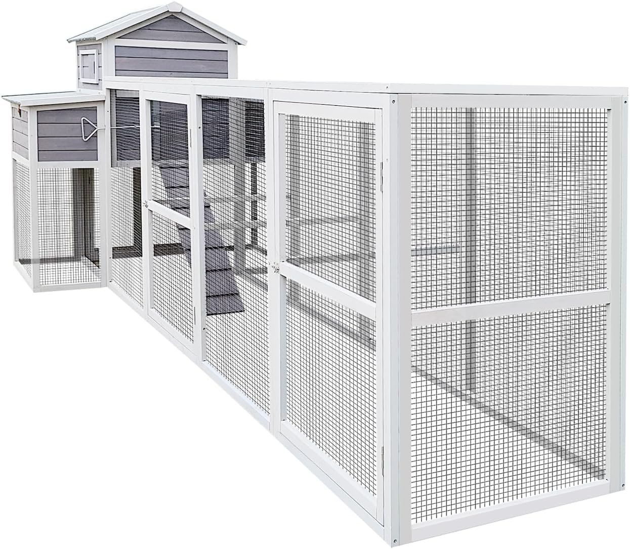Extra Large Black Wooden Chicken Coop with Two Nesting Boxes and 5 Perches B32568