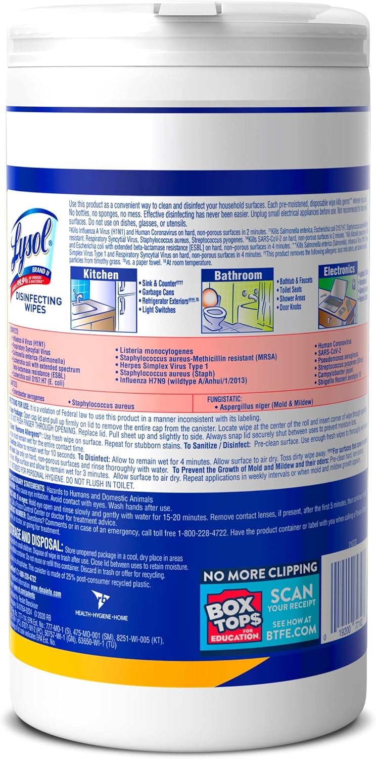 Lysol Disinfectant Wipes, Lemon and Lime Blossom, 80 Count B512591