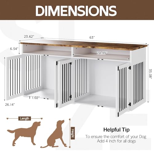 White Wooden Dog Crate with 2 Doors I437